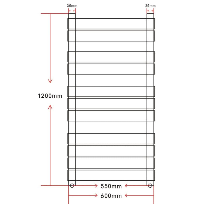 Radiator port-prosop încălzire centrală baie, drept, 600x1200mm - WALTI WALTI
