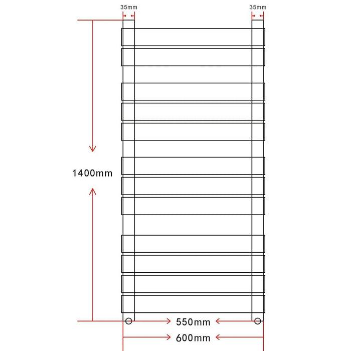 Radiator port-prosop încălzire centrală baie, drept, 600x1400mm WALTI