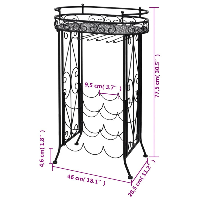 Suport sticle de vin pentru 9 sticle, cu suport pahar, metal - WALTI WALTI