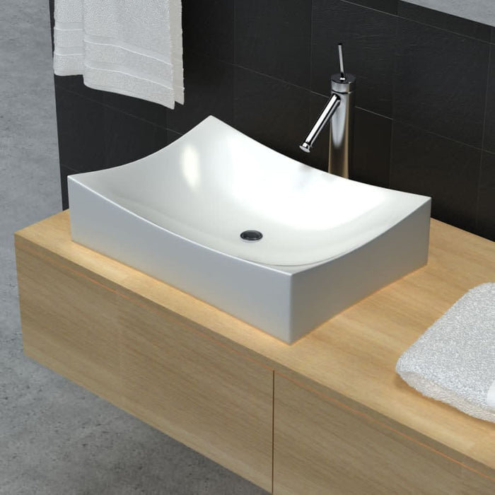 Chiuvetă ceramică porțelan pt. baie, design artistic, alb extralucios - WALTI WALTI