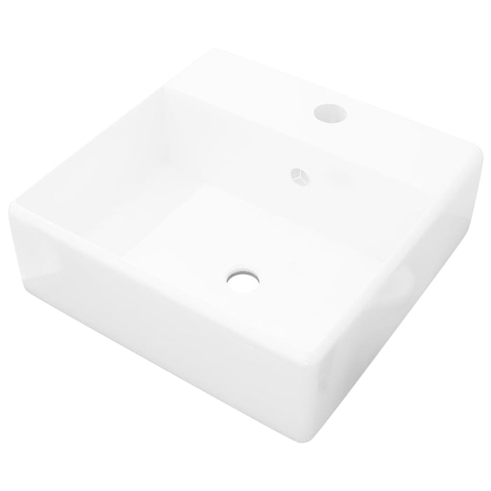Chiuvetă pătrată din ceramică cu preaplin și scurgere 41 x 41 cm - WALTI WALTI