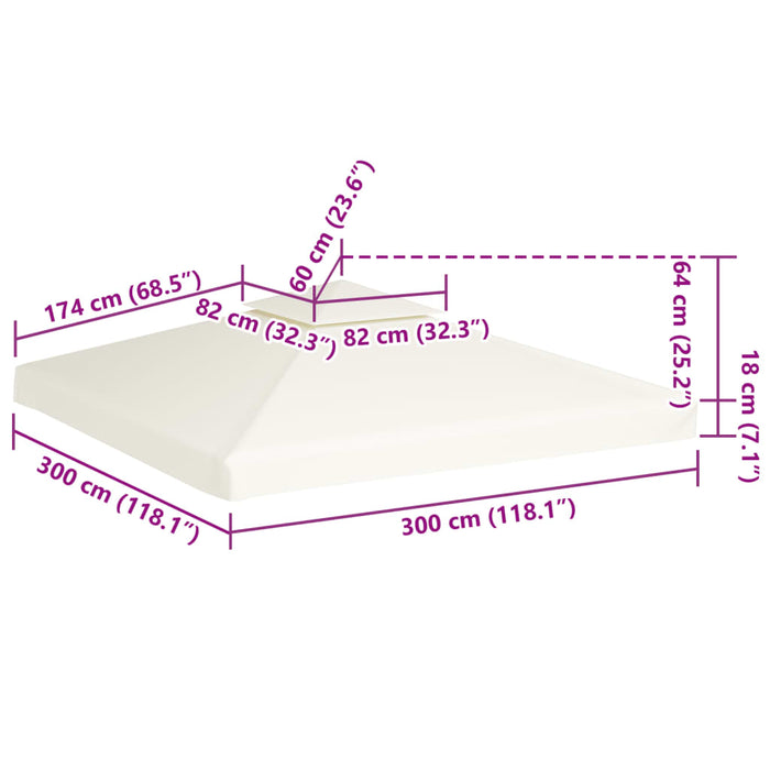 Copertină rezervă acoperiș pavilion, alb crem, 3x3 m, 310 g/m² - WALTI WALTI