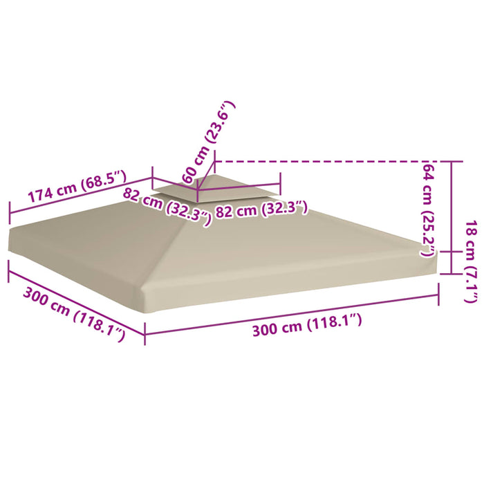 Copertină de rezervă acoperiș pavilion, bej, 3x3 m, 310 g/m² WALTI