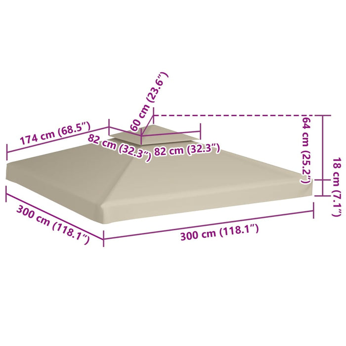 Copertină rezervă acoperiș pavililion, verde, 3x3 m, 310 g/m² - WALTI WALTI