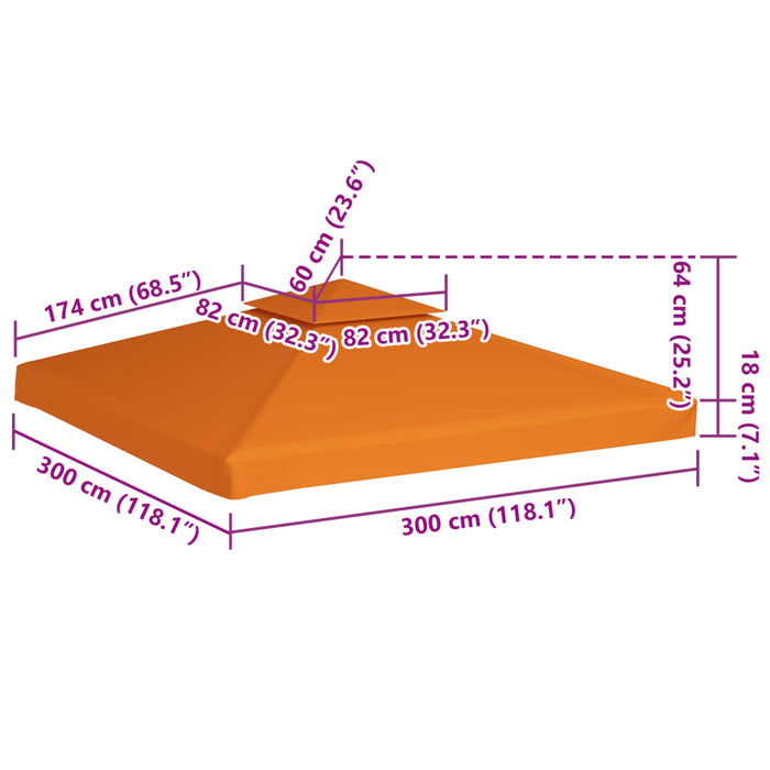 Copertină rezervă acoperiș pavilion portocaliu 3x3 m 310 g/m² - WALTI WALTI