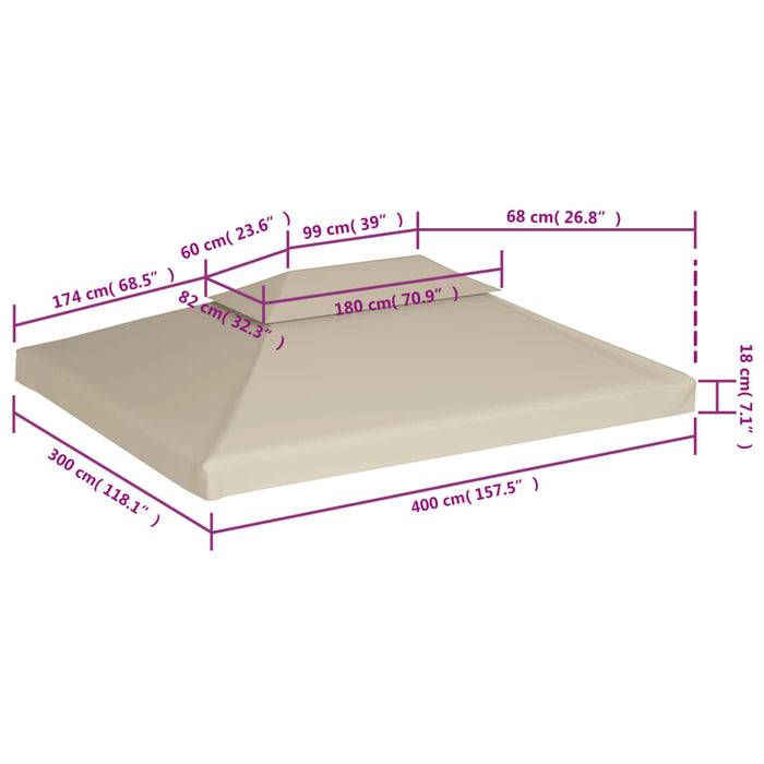 Copertină de rezervă acoperiș pavilion, bej, 3x4 m, 310 g/m² - WALTI WALTI