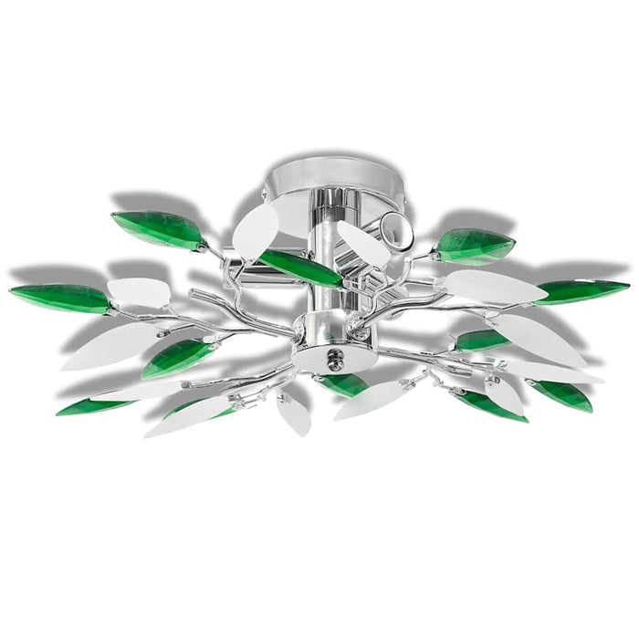 Lustră cu frunze cristal acrilic, alb/verde, pentru 3 becuri E14 - WALTI WALTI