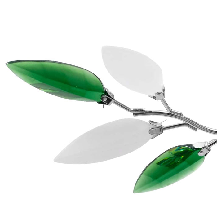 Lustră cu frunze cristal acrilic, alb/verde, pentru 3 becuri E14 - WALTI WALTI