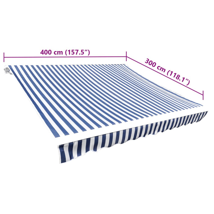 Pânză de rezervă copertină, albastru și alb, 4x3 m, poliester WALTI