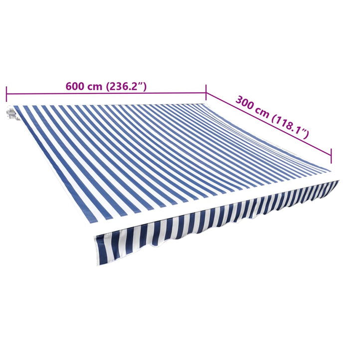 Pânză de rezervă copertină, albastru și alb, 6x3 m, poliester WALTI