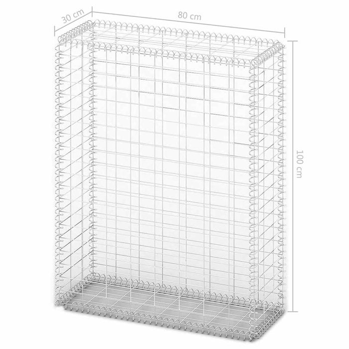 Coș gabion cu capace, sârmă galvanizată, 100 x 80 x 30 cm - WALTI WALTI