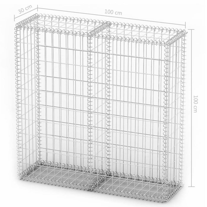 Coș gabion cu capace, sârmă galvanizată, 100 x 100 x 30 cm - WALTI WALTI