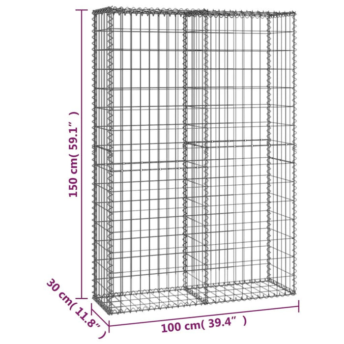 Coș gabion cu capace, sârmă galvanizată, 150 x 100 x 30 cm - WALTI WALTI
