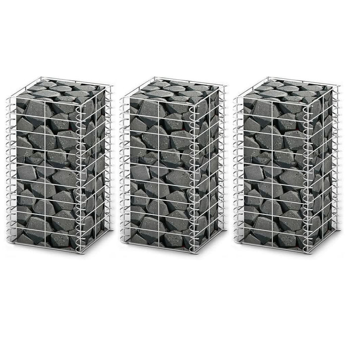 Set gabioane, 3 buc., sârmă galvanizată, 25 x 25 x 50 cm - WALTI WALTI