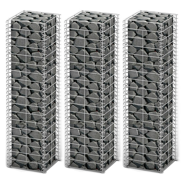 Set gabioane, 3 buc, sârmă galvanizată, 25 x 25 x 100 cm - WALTI WALTI