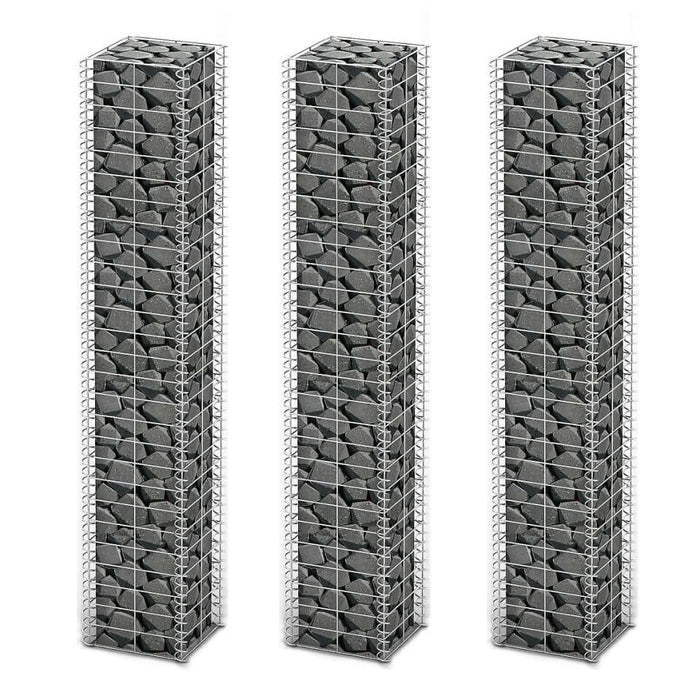 Set gabioane, 3 buc, sârmă galvanizată, 25 x 25 x 150 cm - WALTI WALTI
