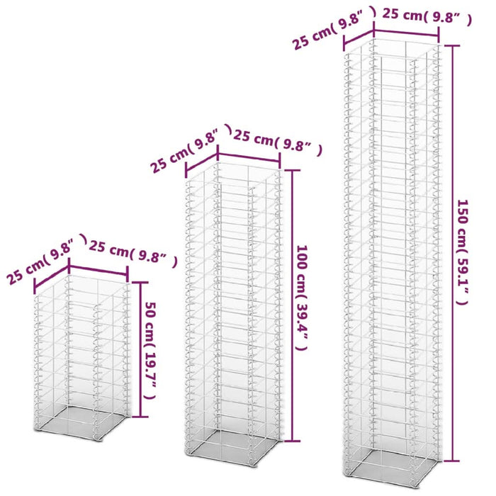 Set gabioane, 3 buc, sârmă galvanizată - WALTI WALTI