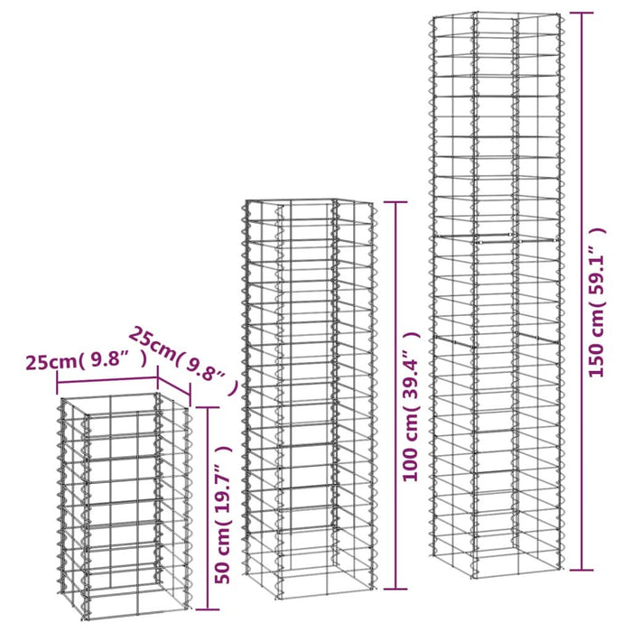 Set gabioane, 6 buc., sârmă galvanizată - WALTI WALTI