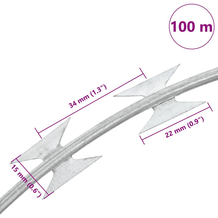 Sârmă cu lame, rolă sârmă elicoidală, 100 m, oțel galvanizat - WALTI WALTI