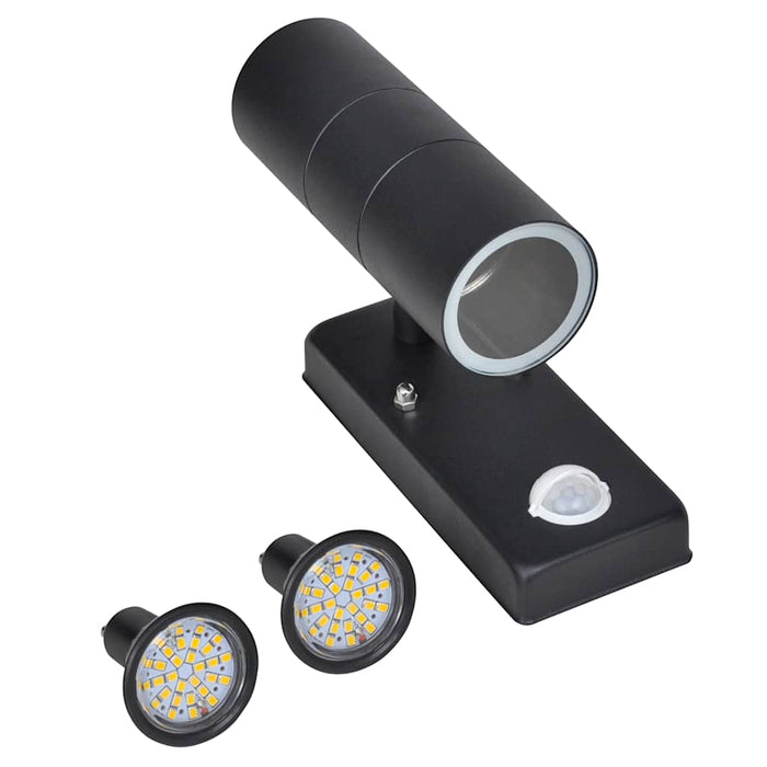 Lampă perete LED cu senzor, formă cilindrică, negru, oțel inoxidabil WALTI