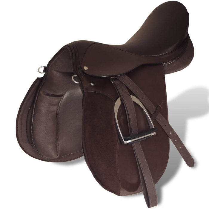 Set echitație cu șa 44,5 cm din piele naturală, Maro - WALTI WALTI