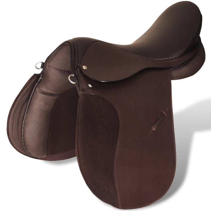 Set echitație cu șa 44,5 cm din piele naturală, Maro - WALTI WALTI