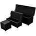 Set banchetă depozitare, piele eco, taburet pt. picioare, negru, 3 buc - WALTI WALTI