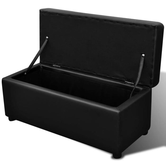 Set banchetă depozitare, piele eco, taburet pt. picioare, negru, 3 buc - WALTI WALTI