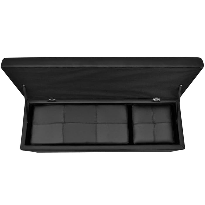 Set banchetă depozitare, piele eco, taburet pt. picioare, negru, 3 buc - WALTI WALTI