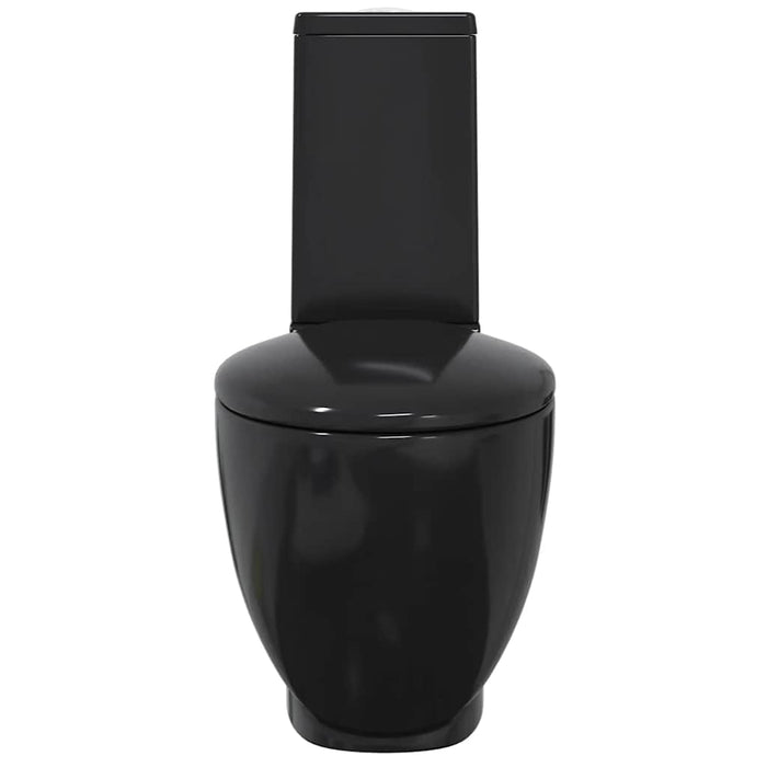 Vas WC toaletă de baie, negru, ceramică, rotund, flux inferior - WALTI WALTI