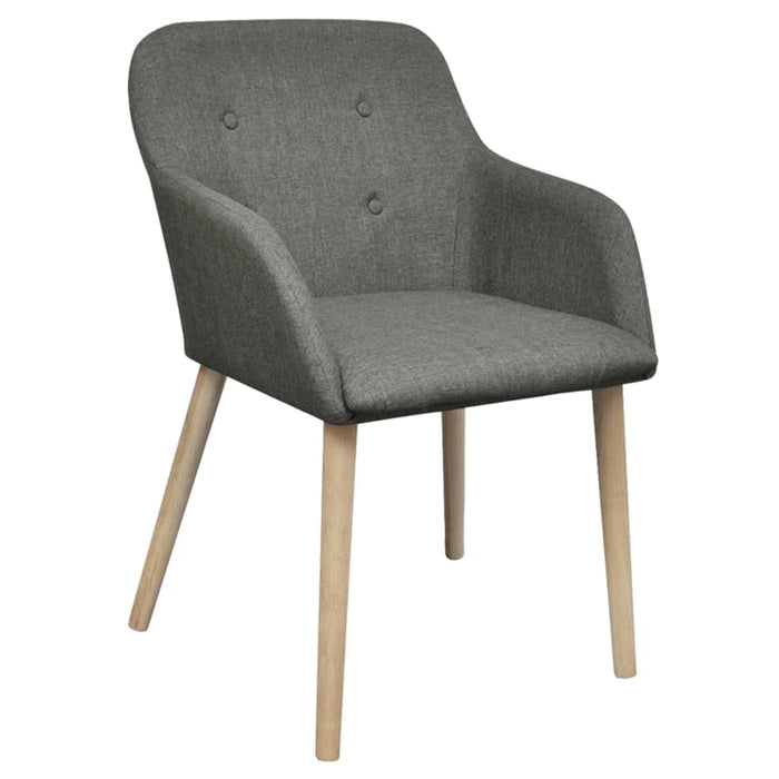 Scaune bucătărie 2 buc, gri deschis, textil & lemn stejar masiv WALTI