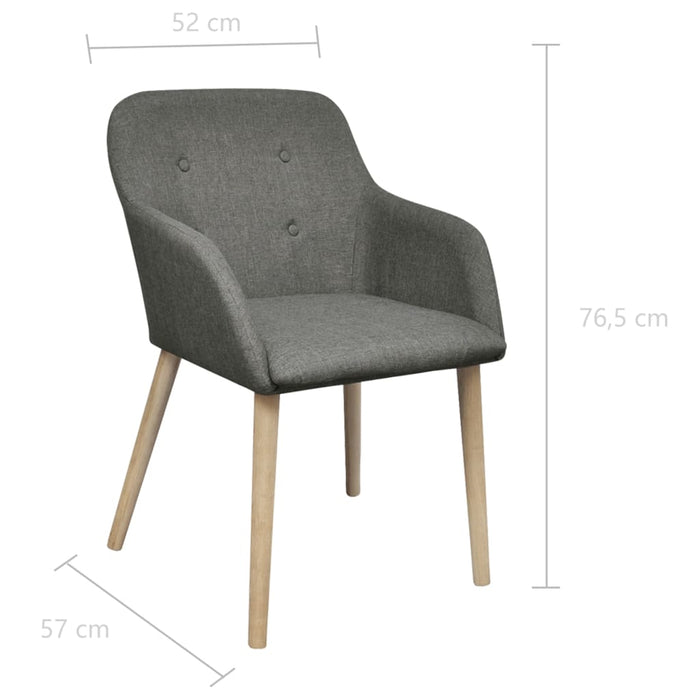Scaune bucătărie 2 buc, gri deschis, textil & lemn stejar masiv WALTI