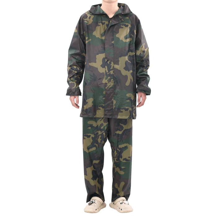 Costum de ploaie, 2 piese, imprimeu camuflaj, cu glugă, L - WALTI WALTI