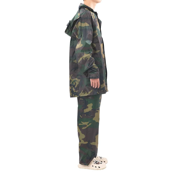 Costum de ploaie, 2 piese, imprimeu camuflaj, cu glugă, L - WALTI WALTI