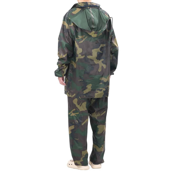 Costum de ploaie, 2 piese, imprimeu camuflaj, cu glugă, L - WALTI WALTI