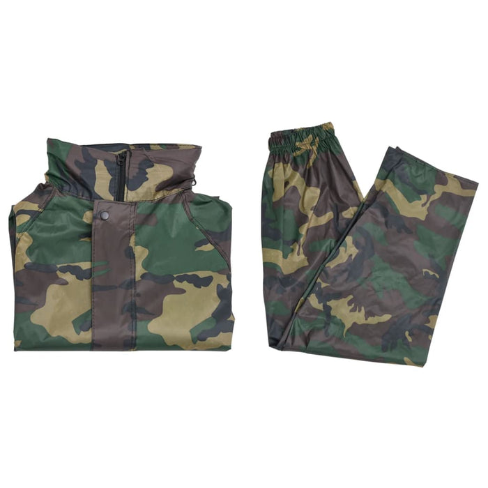 Costum de ploaie, 2 piese, imprimeu camuflaj, cu glugă, L - WALTI WALTI