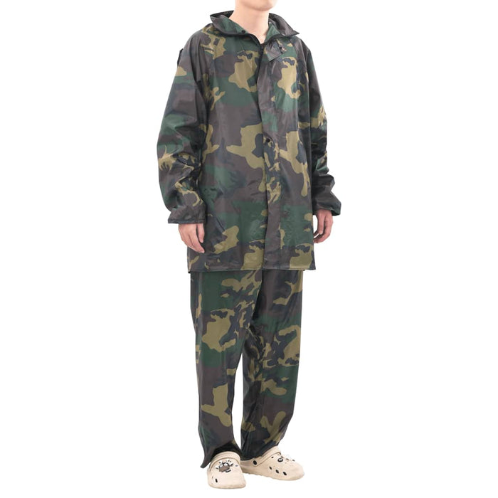 Costum de ploaie, 2 piese, imprimeu camuflaj, cu glugă, XL - WALTI WALTI