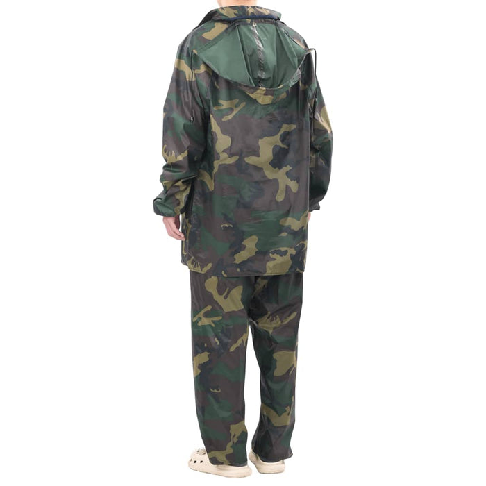 Costum de ploaie, 2 piese, imprimeu camuflaj, cu glugă, XL - WALTI WALTI
