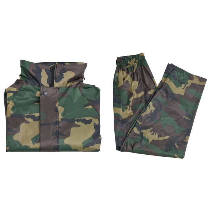 Costum de ploaie, 2 piese, imprimeu camuflaj, cu glugă, XL - WALTI WALTI
