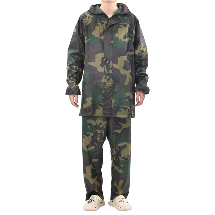 Costum de ploaie, 2 piese, cu glugă, imprimeu camuflaj, XXL - WALTI WALTI