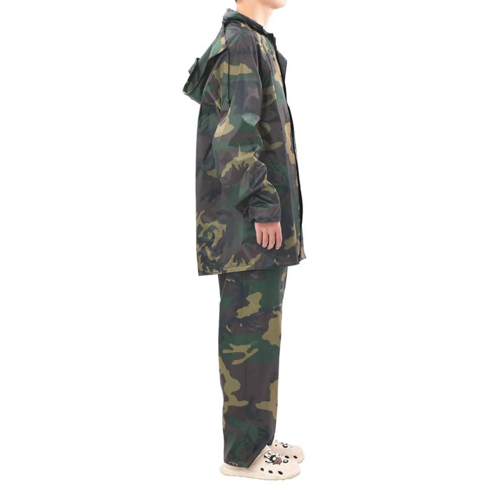 Costum de ploaie, 2 piese, cu glugă, imprimeu camuflaj, XXL - WALTI WALTI