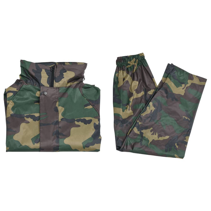 Costum de ploaie, 2 piese, cu glugă, imprimeu camuflaj, XXL - WALTI WALTI