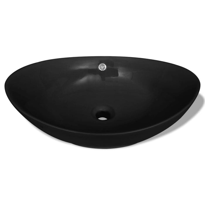 Chiuvetă ovală cu preaplin, negru, 59 x 38,5 cm, ceramică de lux - WALTI WALTI