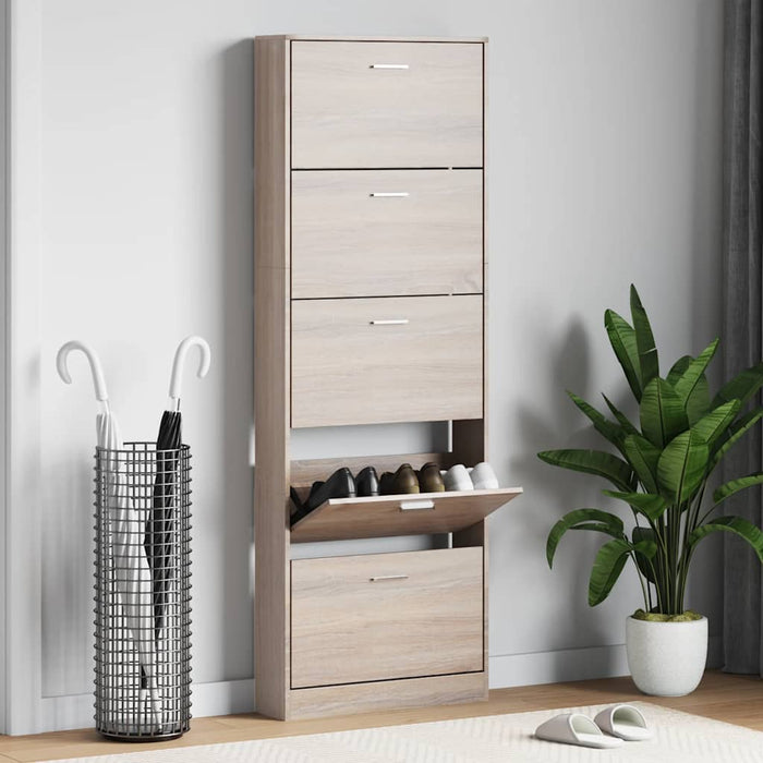 Pantofar cu 5 compartimente din lemn, aspect de stejar - WALTI WALTI