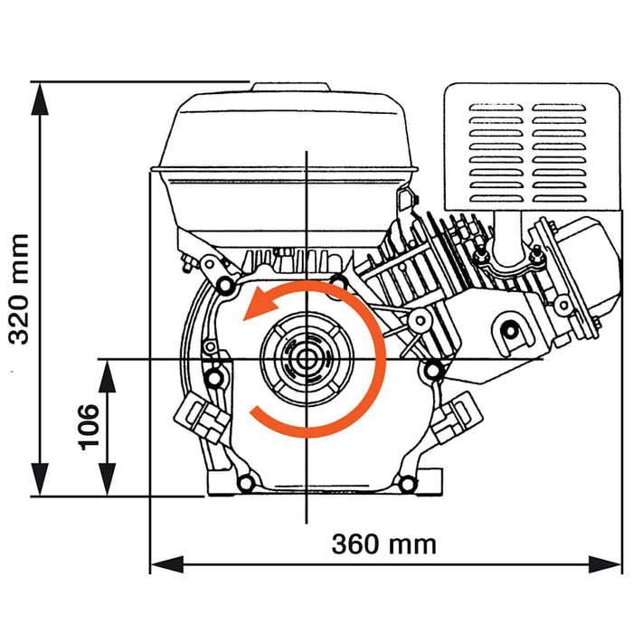 Motor pe benzină, negru, 6,5 CP, 4,8 kW WALTI