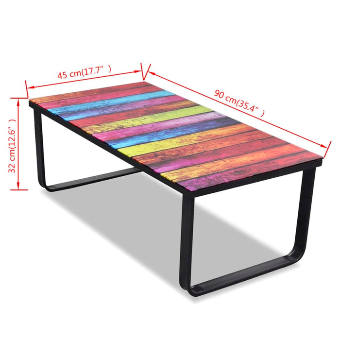 Măsuță de cafea cu blat din sticlă, model curcubeu - WALTI WALTI