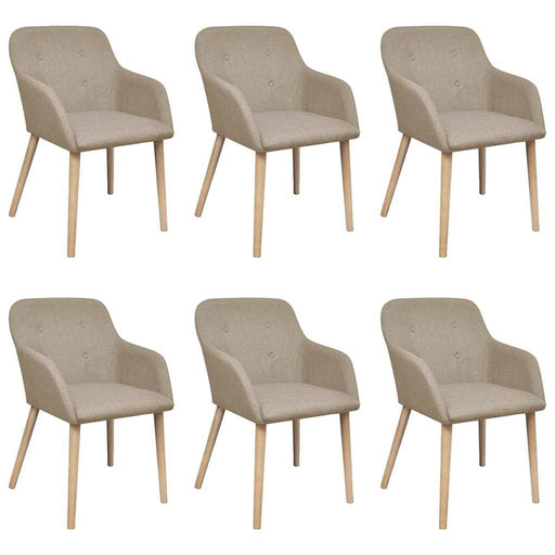 Scaune de bucătărie, 6 buc, bej, textil & lemn masiv de stejar - WALTI WALTI