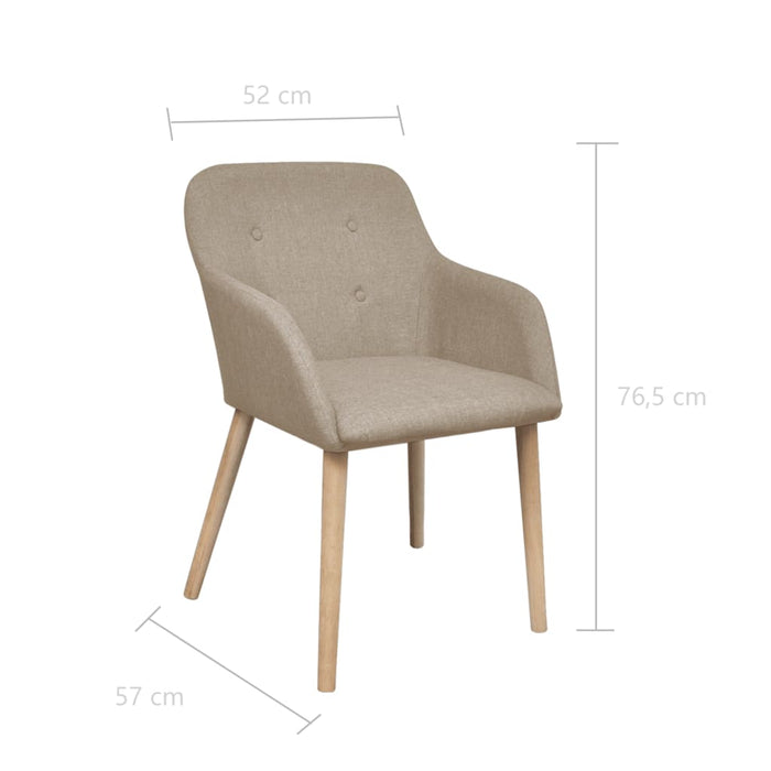Scaune de bucătărie, 6 buc, bej, textil & lemn masiv de stejar - WALTI WALTI