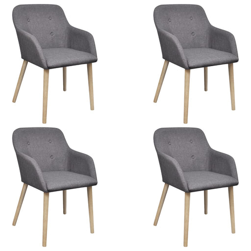 Scaune bucătărie 4 buc, gri deschis, textil & lemn stejar masiv - WALTI WALTI