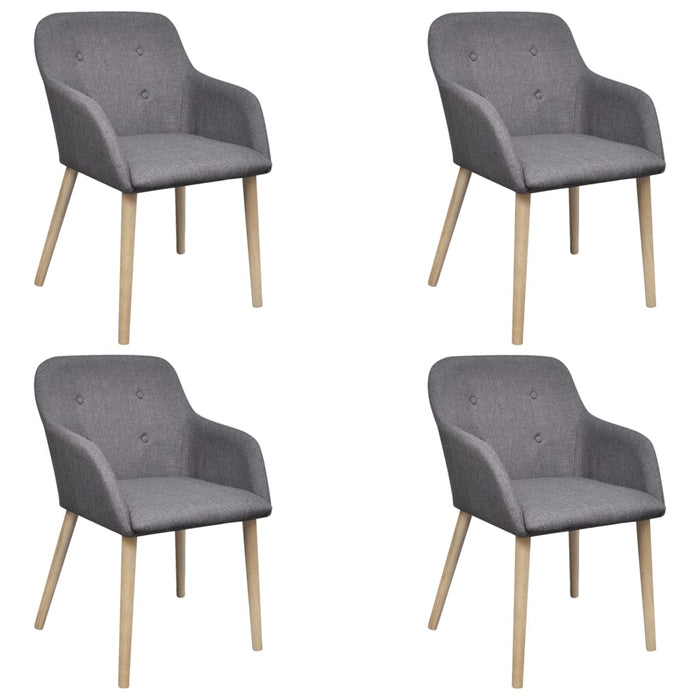 Scaune bucătărie 4 buc, gri deschis, textil & lemn stejar masiv - WALTI WALTI